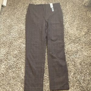 ***NWT***Loft Size 8 tall Slim ankle pant, brown multi plaid